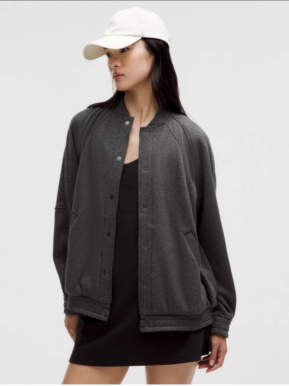 NWT Lululemon Scuba Oversized Varsity Jacket *Plush
Heathered Core Black